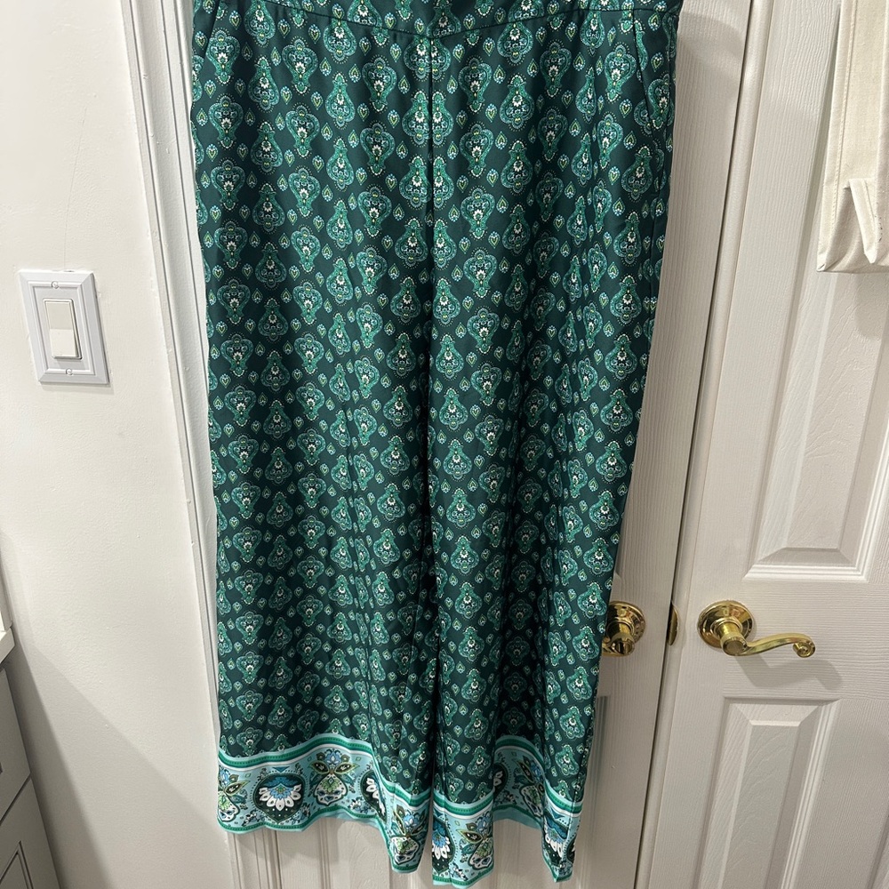 LOFT Green Blue and White Patterned pants